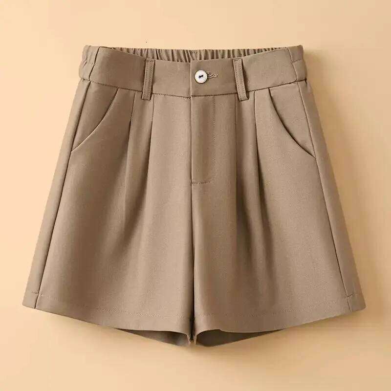 Elastic High-waist Suit Shorts Women with Versatile Wear Wide-leg Casual and Fashionable A-line Pants XJ260206
