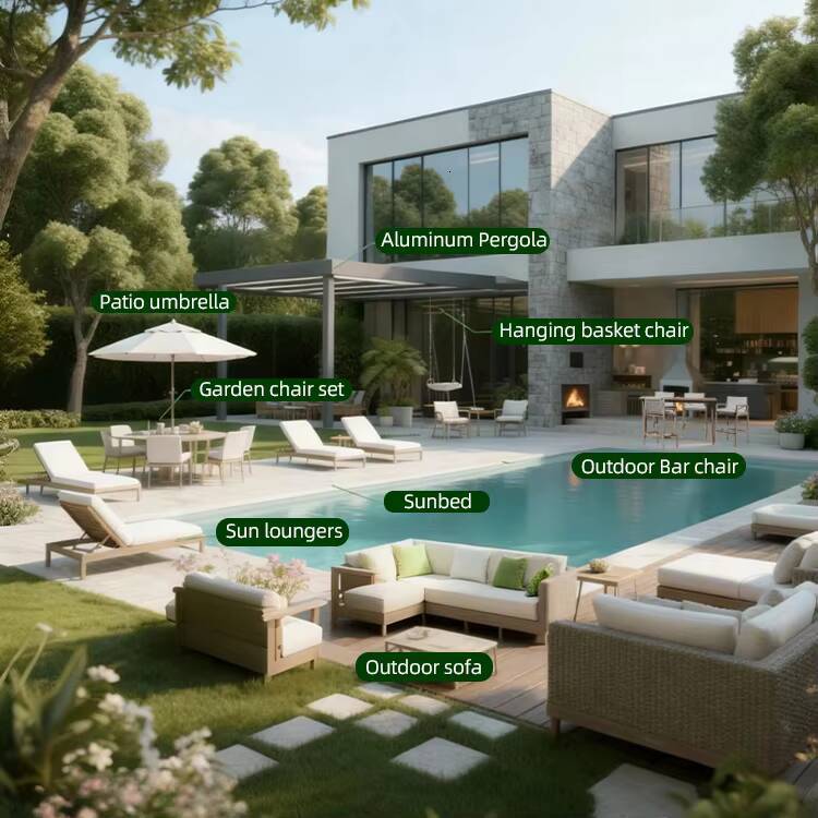 Modern Luxury Garden Furniture Hotel Leisure Outdoor Woven Rope Aluminum Patio Sofa Set Villa Vacation Balcony