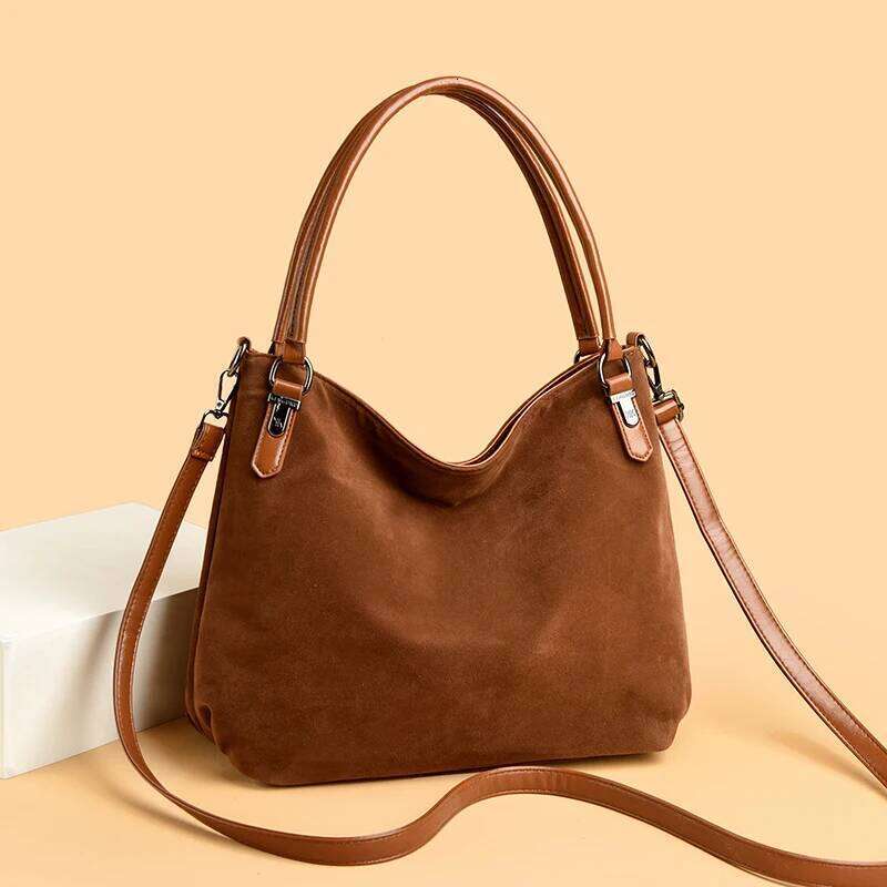 2026 High Quality Faux Genuine Suede Women Tote Bags Large Capacity Female Shoulder Crossbody Bag Luxury Handbags Purses A Main Y260204