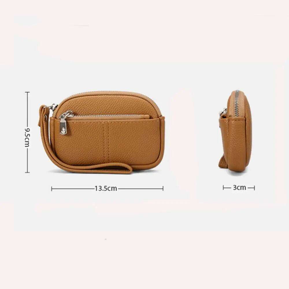 1Pc Portable PU Leather Women Mini Wallet Storage Solid Color Students Coin Purse Large capacity Zipper Wrist Key Bag Y260206