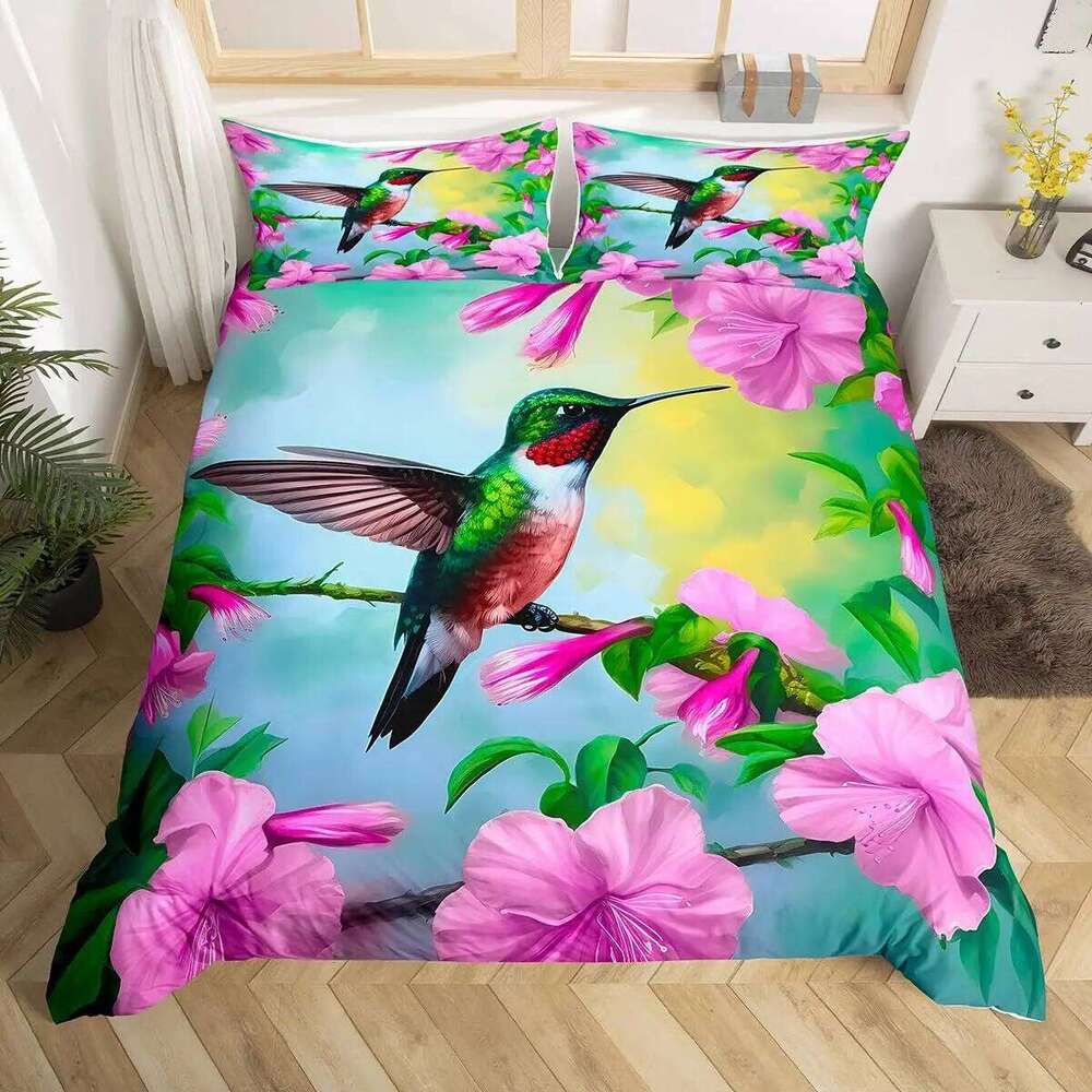 Hummingbird for Kids Boys Girls Quilt Covers Lightweight Down Bedroom Decor 2 Pillowcases 1 Duvet Cover No Comforter XJ260206