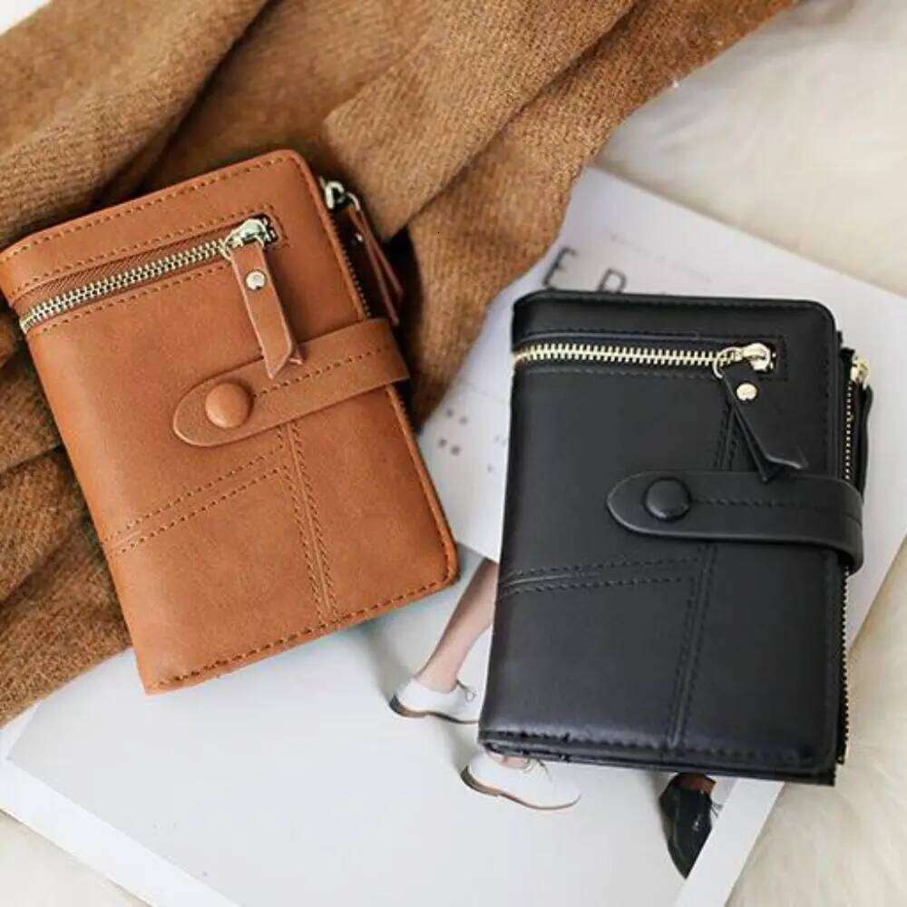 Folding Short Wallets Waterproof Solid Color Women Card Bag Multi-card Slot Korean Style PU Leather Coin Purse Girl Y260206