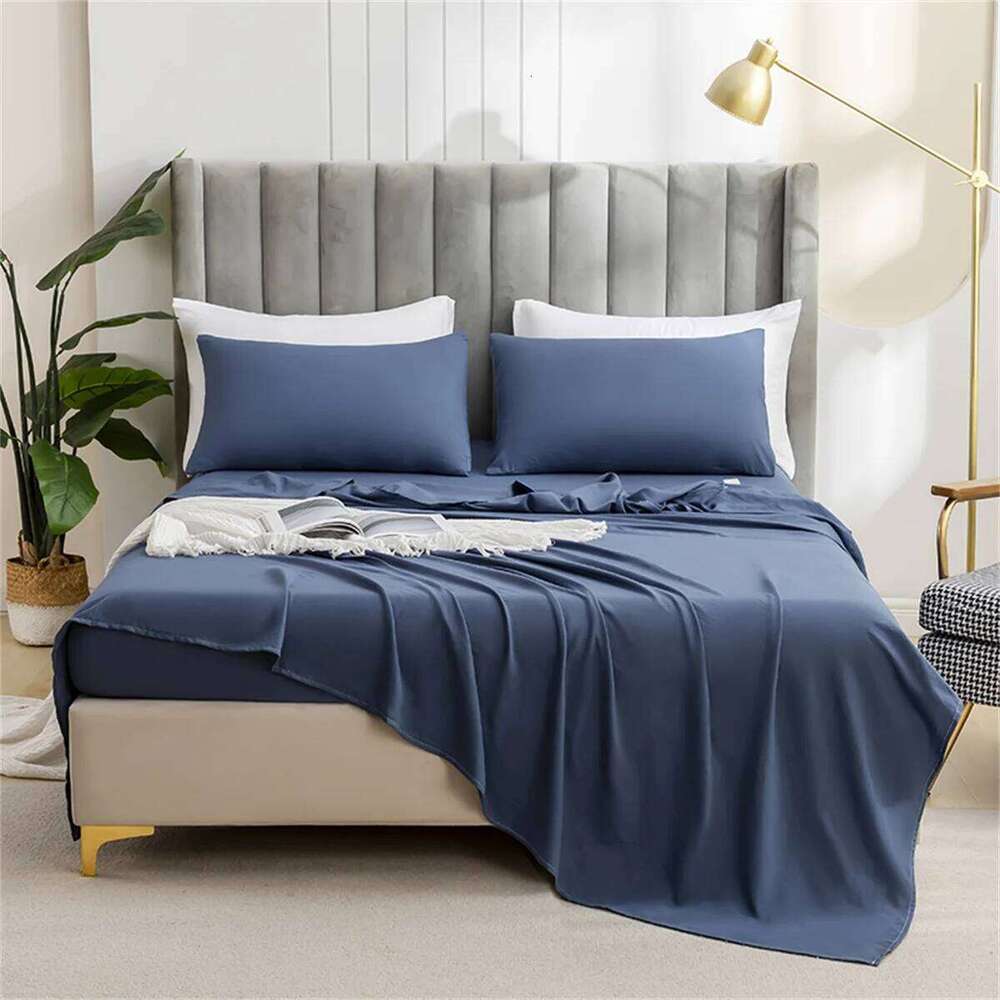 Solid Color Brushed Bedding Set,Fitted Flat Sheet, Pillowcase,Ultra-Soft Microfiber for Luxurious Sleep,Hypoallergenic XJ260206