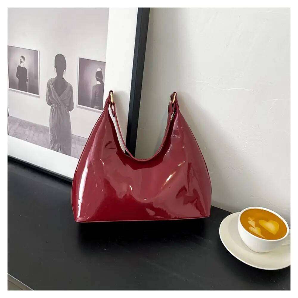 Glossy Fashion PU Leather Solid Purse Women Shoulder Messenger Bag Handbag Y260205