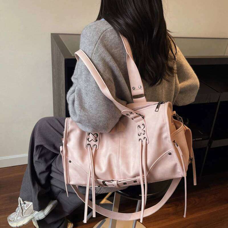 Retro Motorcycle Handbag Brand Tassel Design High-end Shoulder Pillow Trendy Large Capacity Underarm Women's Bag Y260205