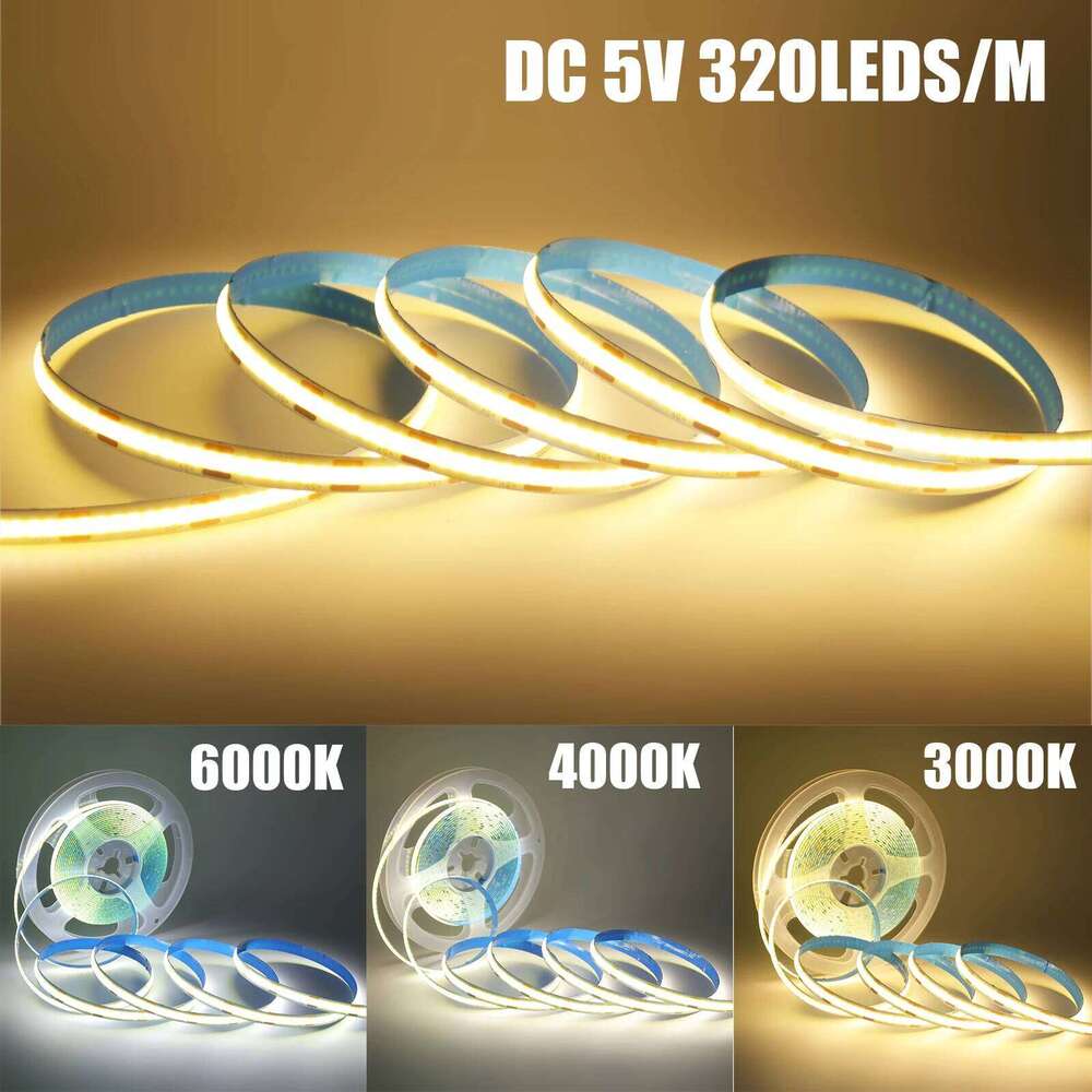 DC 5V USB COB Strip Tuya WIFI /Bluetooth/17Key Remote Control 3000K 4000K 6000K White Flexible Ribbon Rope LED Cabinet Light Z260206