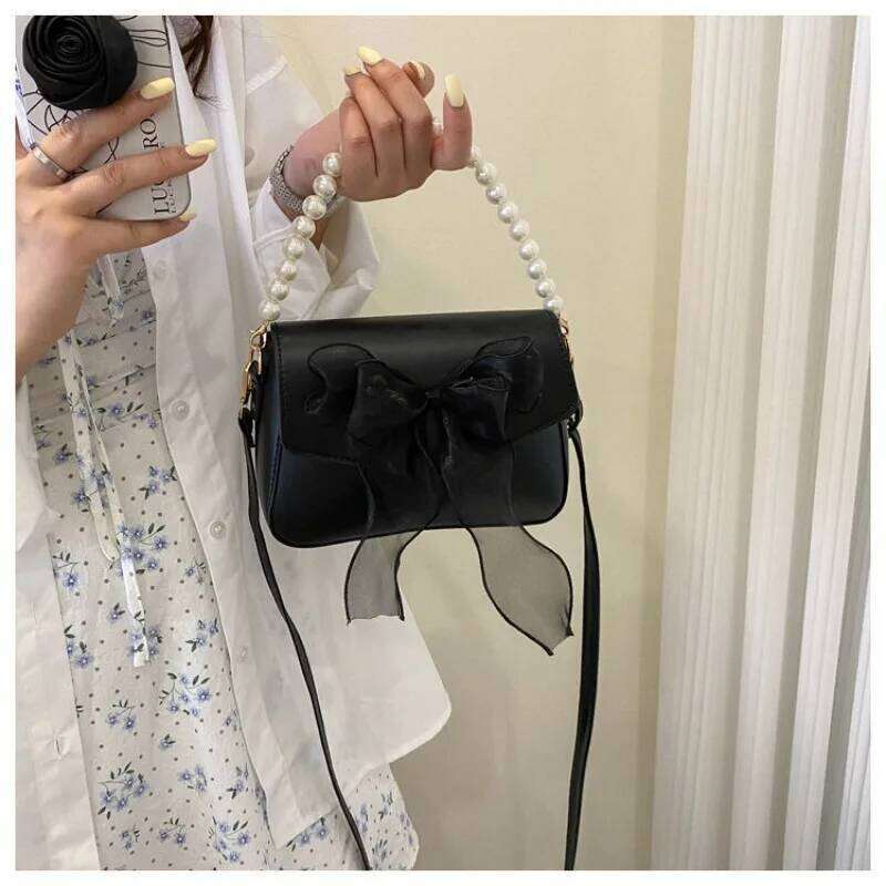 Korean Fairy Gentle Style Pearl Crossbody Bags, Fashion Lace Bow Single Shoulder Handbag, Versatile for Commuting and Banquets Z260207 - view 6