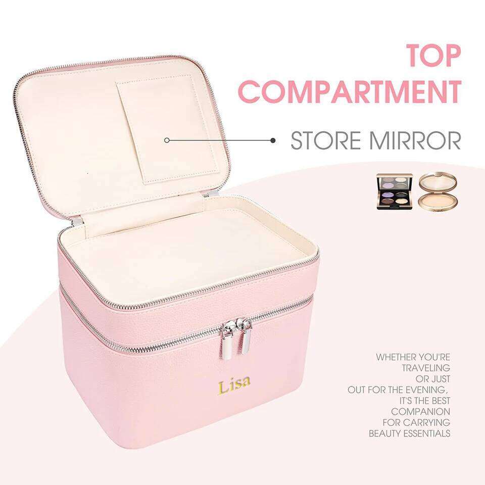 Customized name double-layer portable professional bag, skin care toolkit, beauty storage box, multi-partition makeup bag Y260206