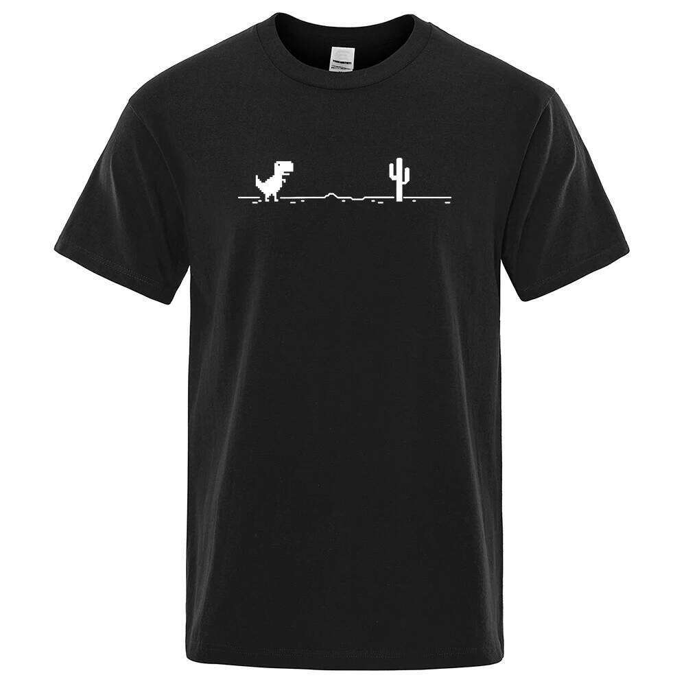 Mens T-shirts Printed Dinosaur Cactus Funny Tops Summer Cotton T-shirt for Men Casual O-Neck Tee Shirts Streetwear Basic Top X260207