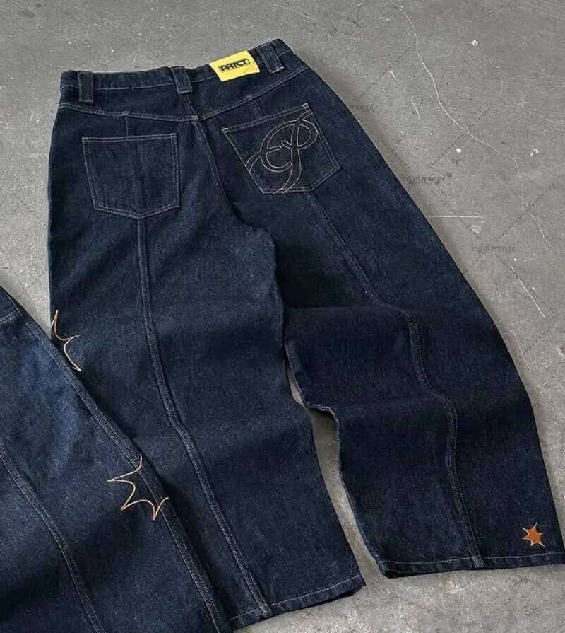 Casual Retro Letter Stripes Fashion Oversized Jeans Men 2025 American Punk Harajuku Washing Straight Wide-leg Pants Women 26L0507