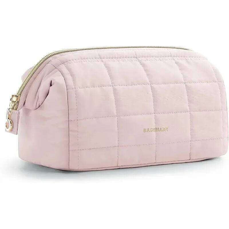 Makeup Toiletry Bag Puffy Padded Make Up Bags Wide Open Pouch Purse Travel Essentials Toiletries Accessories Brushes Y260206