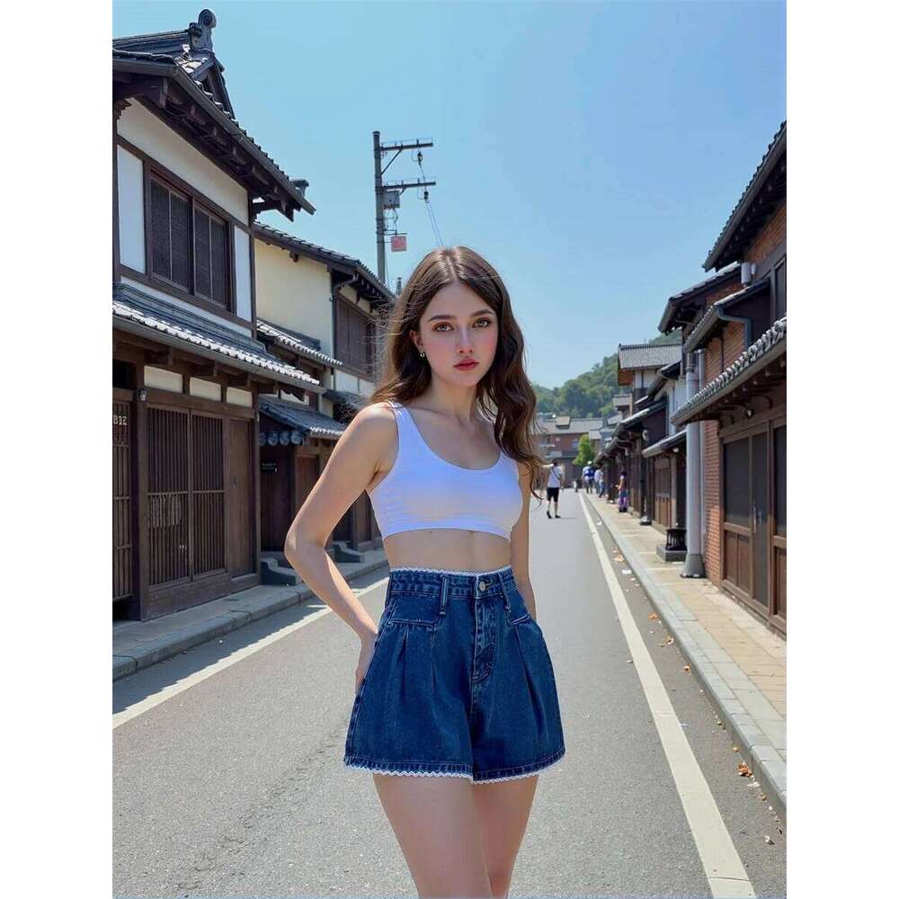 Dark Blue Womens Harajuku Y2k Denim Shorts Gyaru Low Rise Jean Slim Fit Hipster Japanese Trendy Fashion Summer XJ260206