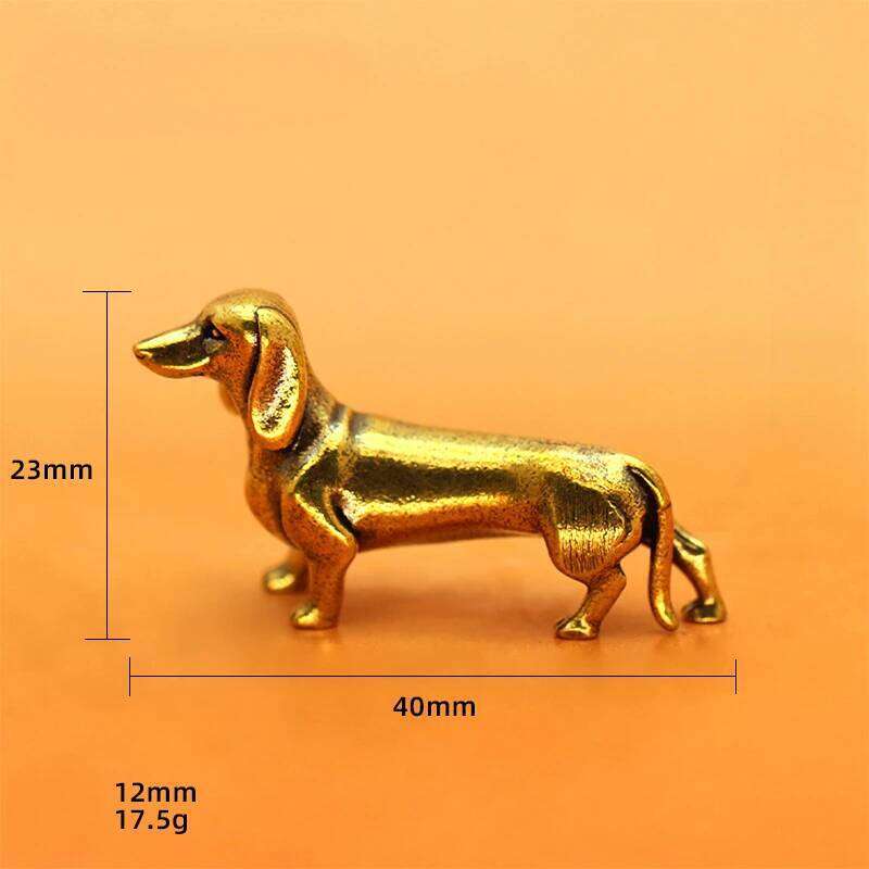 Dainty 4cm Miniature Brass Sausage Dog Figurine Elegant Golden Desk Ornament Home Decor S260204