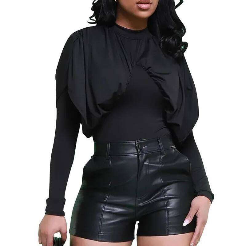 Womens Casual Faux Leather Shorts XJ260206