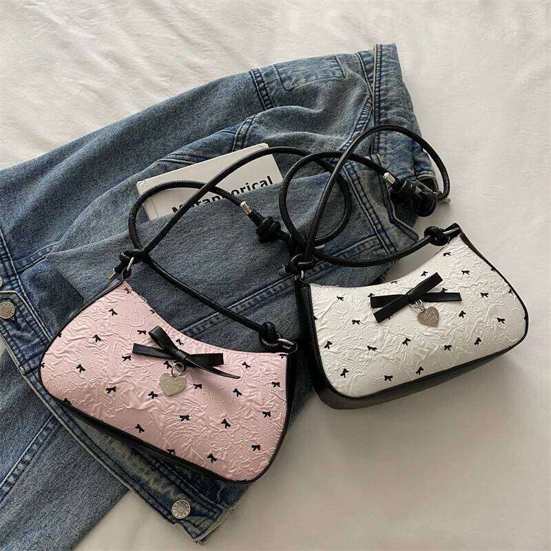 Niche Bow Underarm Fashion Top Handle Purse for Women, Chic Shoulder Tote, Minimalist Crossbody Bag, Versatile Y260205