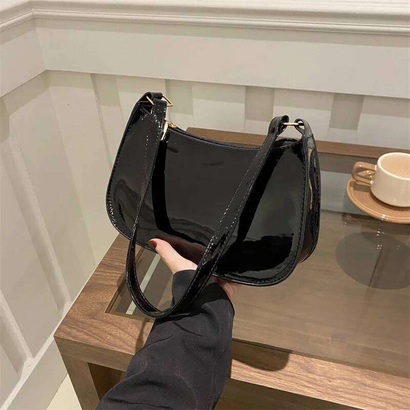 Chic Shiny Pu Leather Underarm Women's Minimalist Tote Bag, Texture Stylish Commuting Handbag, Daily Outfit Shoulder Bag Y260205