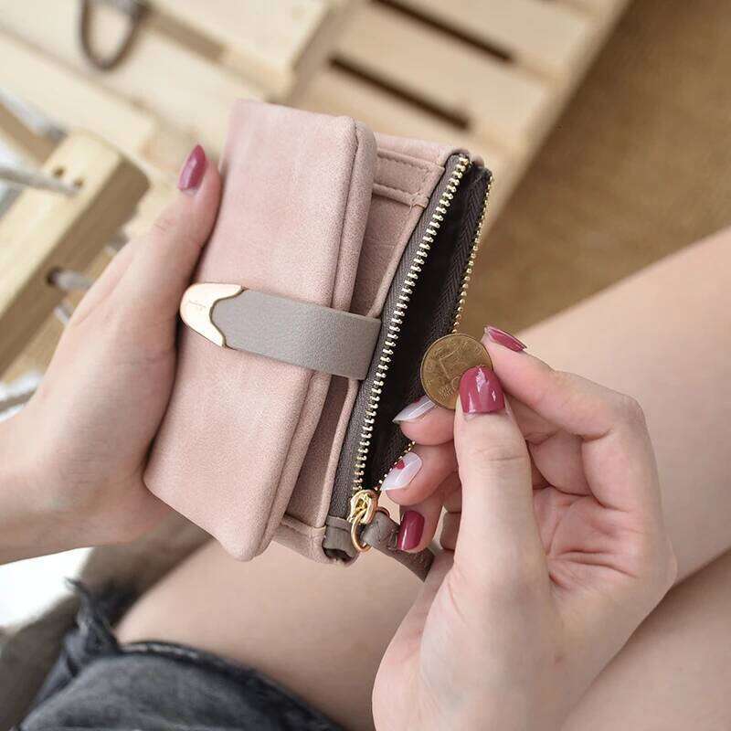 Purse women's short autumn winter new European and American retro frosted PU leather simple fashion all-in-one convenient ha Y260206