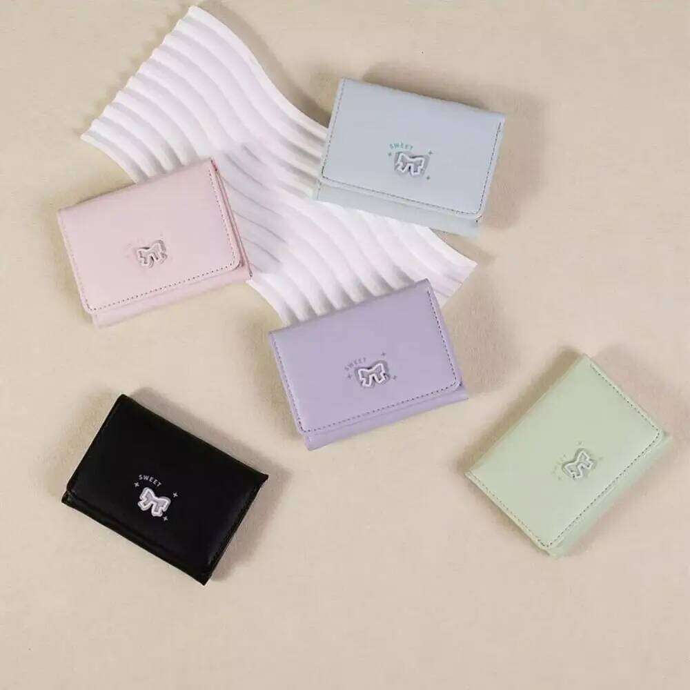 Portable Bow Lady Purses Three Fold Multiple Card Bag Short PU Wallet Y260206