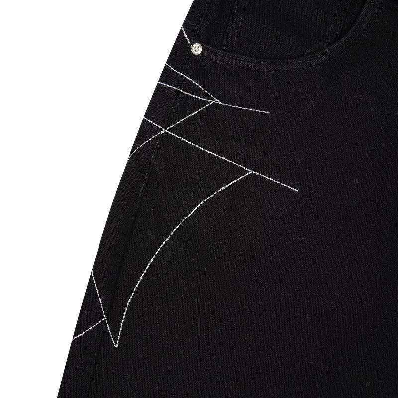 Y2K man Spider web embroidery vintage pattern wide leg pants American style street wear Rock Hip Hop Denim jeans X260207
