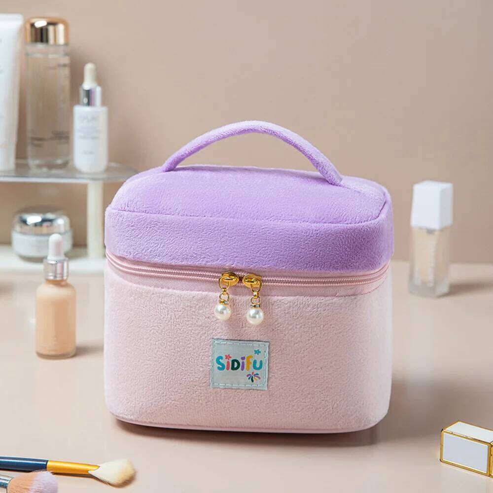 Cute Ladies Tote Travel Cosmetic Storage Large Capacity Toiletry Makeup Pouch Portable Square Women Lint Zipper Bag Y260206