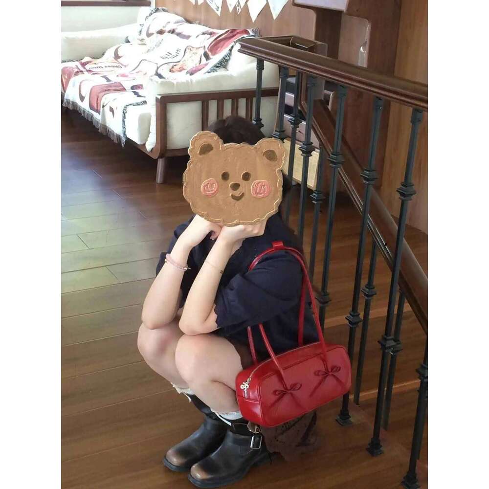 Bow Design Women's Boston Underarm Bag Simple Pu Leather Ladies Shoulder Bags Fashion Pillow Small Handbags Female Tote Purses Y260205