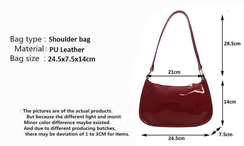 Glossy PU Leather Handbag Versatile Fashion Solid Color Cherry Pendant Shoulder Casual Commuting Tote Girls Underarm Bag Y260205