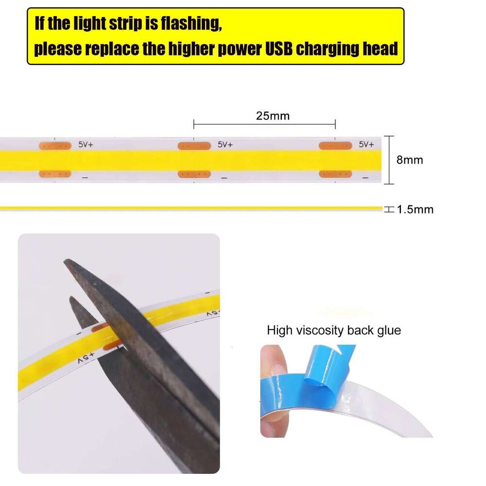 DC 5V USB COB Strip Tuya WIFI /Bluetooth/17Key Remote Control 3000K 4000K 6000K White Flexible Ribbon Rope LED Cabinet Light Z260206