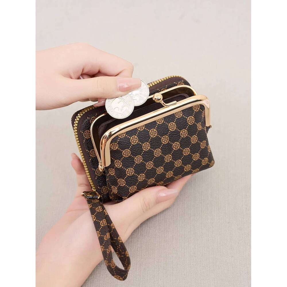 New Women's Fashion Wrist Strap Short Purse Retro Large Capacity Coin Clip Bag Multi-Slot Card Holder Wallet Y260206