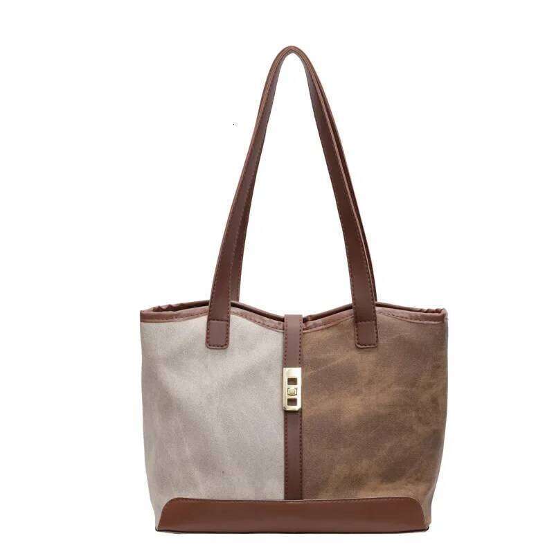 Vintage Women's Shoulder Bag Fashion Patchwork Leather Ladies Tote Bags Large Capacity Female Commuter underarm Shopping Handbag Y260205