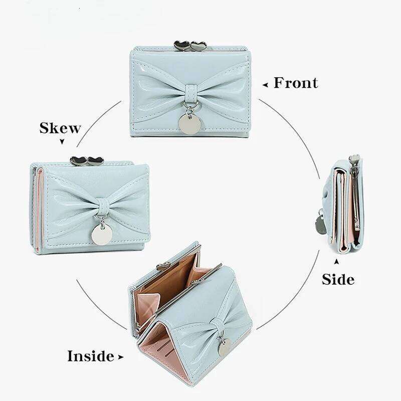 New Women's Wallet Simple PU leather bow-knot fashion long coin purse casual clutch wallet card holder women's money clip Y260206