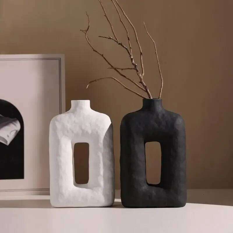 Handmade Ceramics Vases Wabi Sabi Theme Farmhouses Minimalists Decors Tabletop Centerpieces Flower Arrangement Container S260204