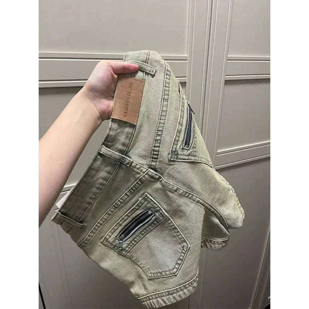 Women's Stretchy Jeans Summer 2025 - High-Waisted American Spicy with Slimming Straight Leg and A-Line Cut Shorts XJ260206