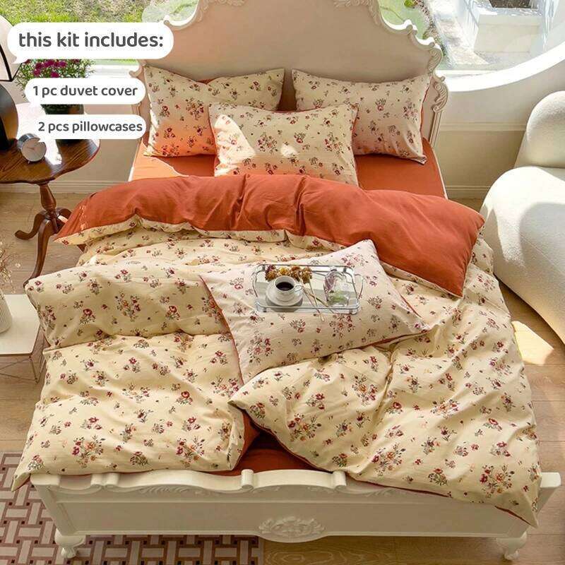 3pcs Duvet Set 1*Duvet Cover + 2*Pillowcase, Without Core, Pastoral style flowers Bedding Set, Soft Comfortable XJ260206