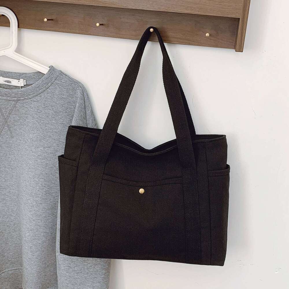 Large Capacity Canvas Tote Bags for Work Commuting Carrying College Style Student Outfit Book Shoulder Shopping Bag Y260204