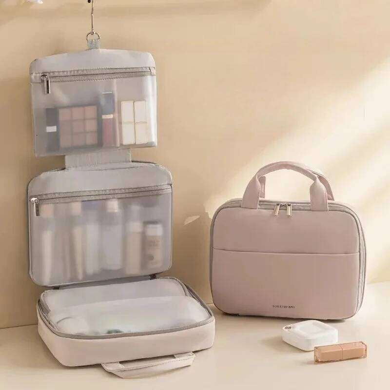 PU Large Capacity Wash Portable Travel Organizer Tolietry Cosmetic Storage Pouch Women Makeup Clutch Bag Y260206