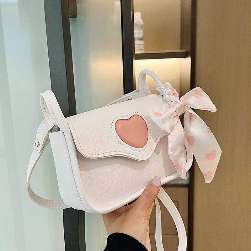 Cute Love Heart Women's Small Square Shoulder Bags Fashion Female Messenger Bag Simple Ladies Crossbody Purse Handbag with Scarf Y260205