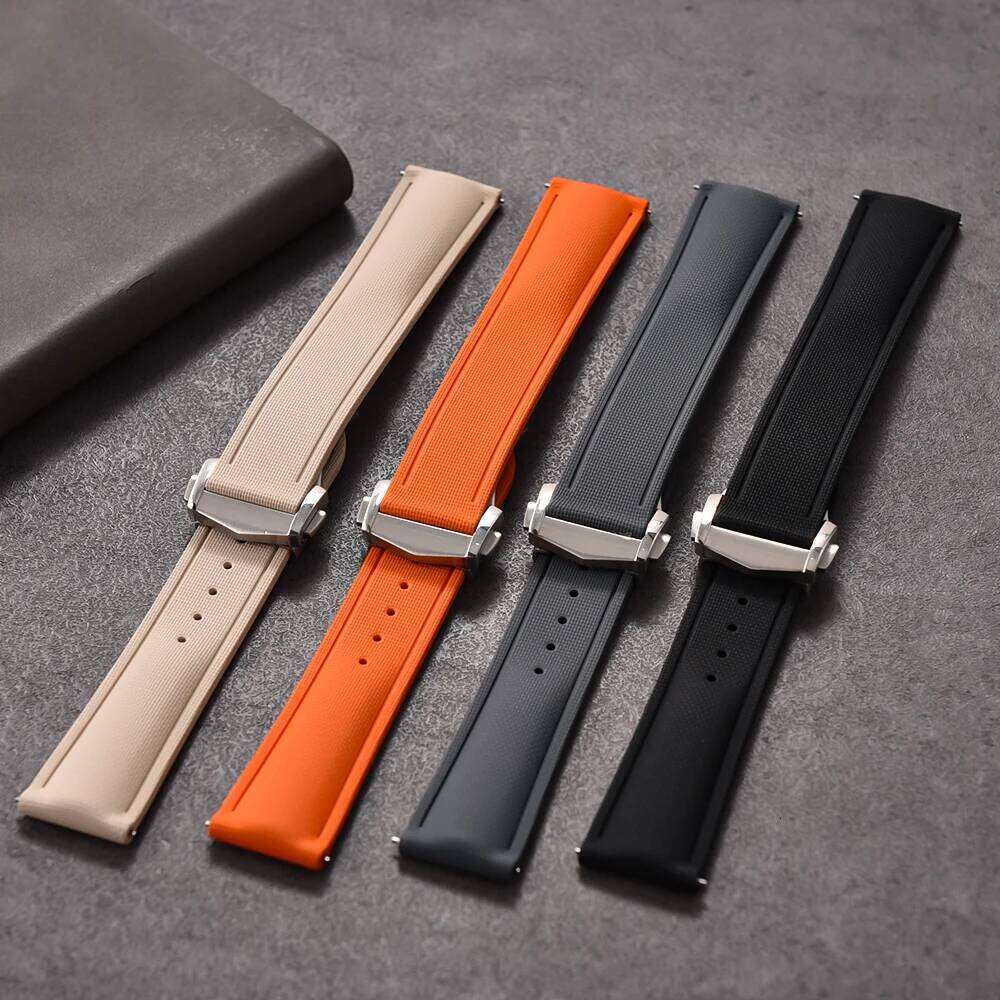 High Quality Woven Pattern FKM Rubber Strap 20mm 21mm 22mm Diving Sports Deployant Watch Bands Quick Release Universal Bracelet Z260207