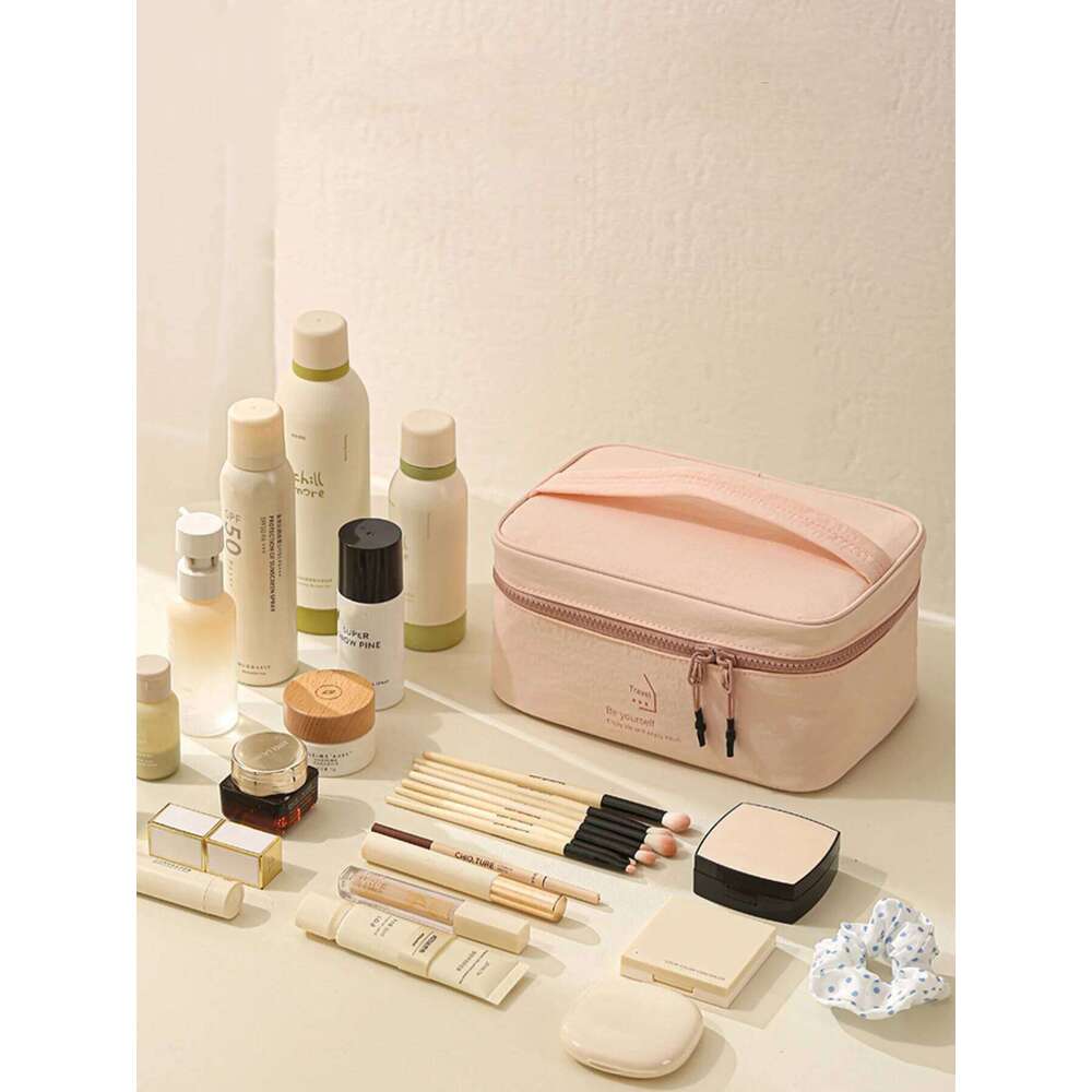 Taslon Portable Square Large Capacity Makeup Skincare Travel Storage Bag, Convenient to Carry Y260206