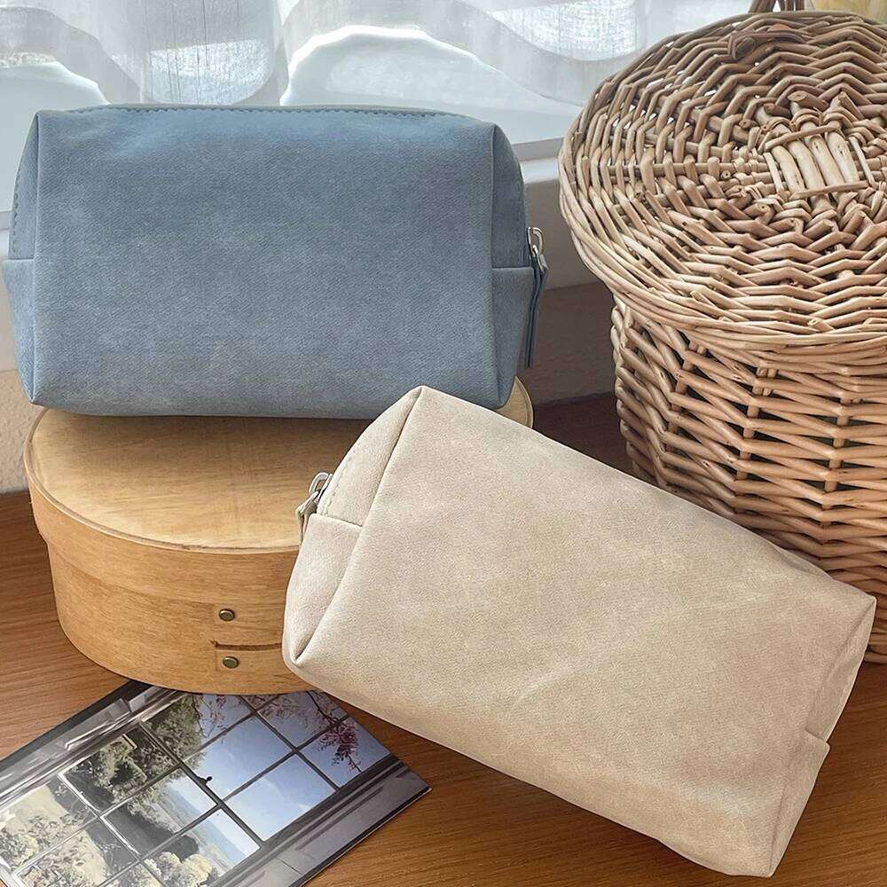 Pu Leather Women Simple Waterproof Cosmetic Portable Toiletry Makeup Lipsticks Storage Pouch Handbag Ladies Wash Bag Y260206