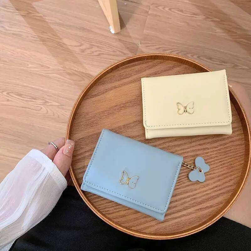 Short Butterfly Solid color Wallet Simple Women's Holder luxurious Multiple Card Slots Mini wallet Y260206