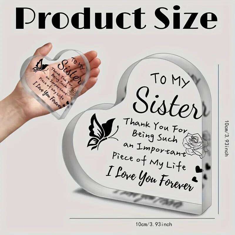 Charming Acrylic Heart-Shaped Sister Ornament - Perfect Gift For Birthdays, Christmas & Valentine'S Day No Power Needed | S260204