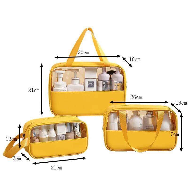 High aesthetic ins style waterproof PVC handbag New Transparent Handheld Makeup Bag Large capacity portable toiletry bag Y260206
