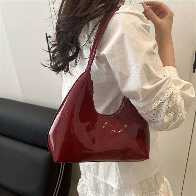 Solid Color Synthetic Leather Shoulder Underarm Retro Versatile Women Bag, Fashionable Daily Use Chic Handbag Purse Y260205