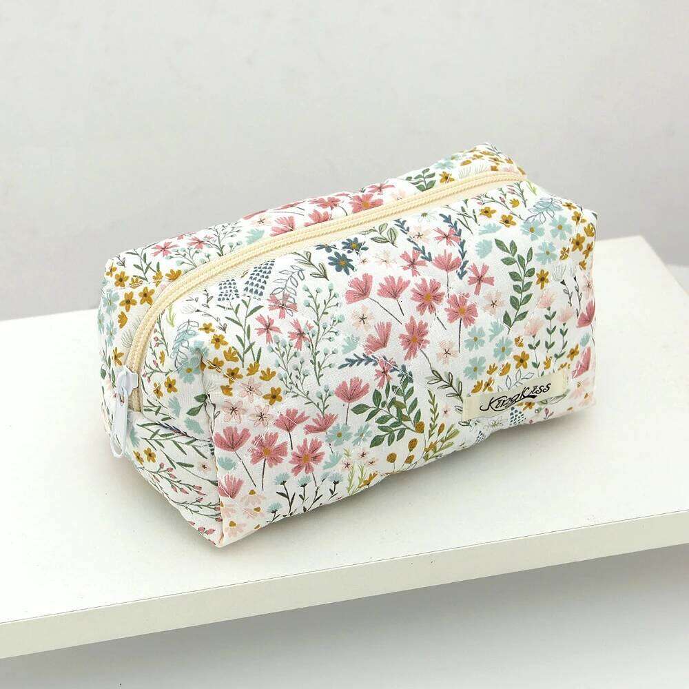 Flower Print Women Fashion Cosmetic Large Capacity Travel Organizer Makeup Toiletry Pouch Handbag Portable Ladies Tote Bag Y260206
