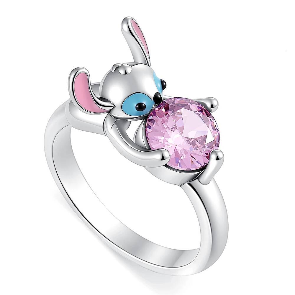 Original 925 Sterling Silver Miniso Disney Snoopy Crown Rings Sparking Zirconium Unique Anniversary Jewelry Gifts