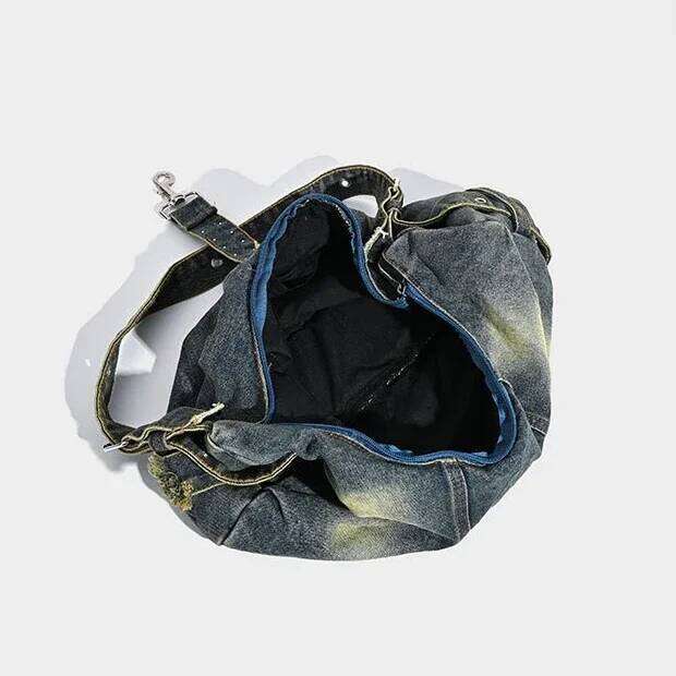 Vintage rivet Women Shoulder Bags Large Capacity Cowboy ladies hobos Handbags Washed denim Crossbody bag big totes bolsas blue Z260207 - view 7