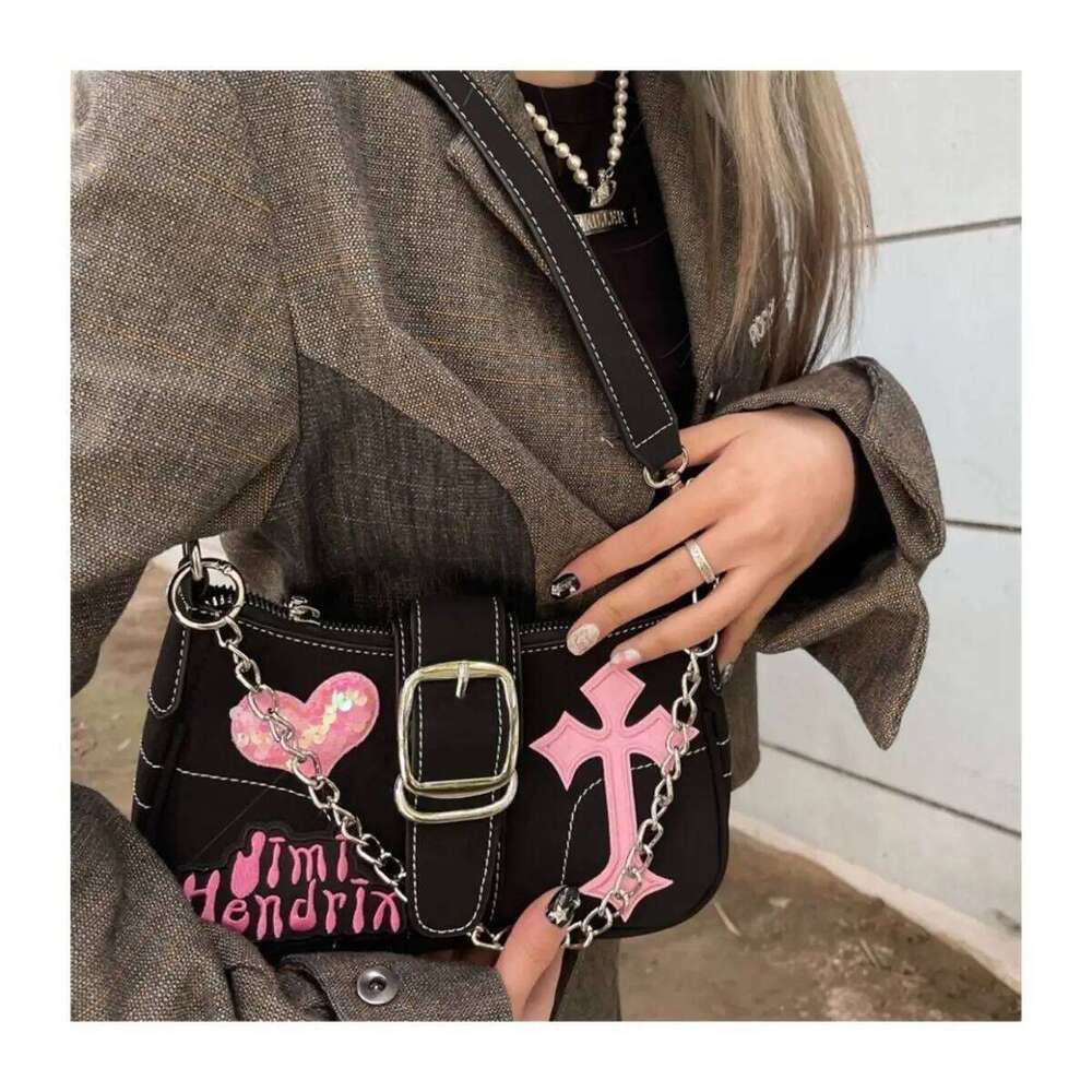 Y2k Cool Girls Small Shoulder Bags Fashion Love Letter Women's Underarm Butterfly Chain Female Clutch Handbags Messenger Bag Z260207 - view 5