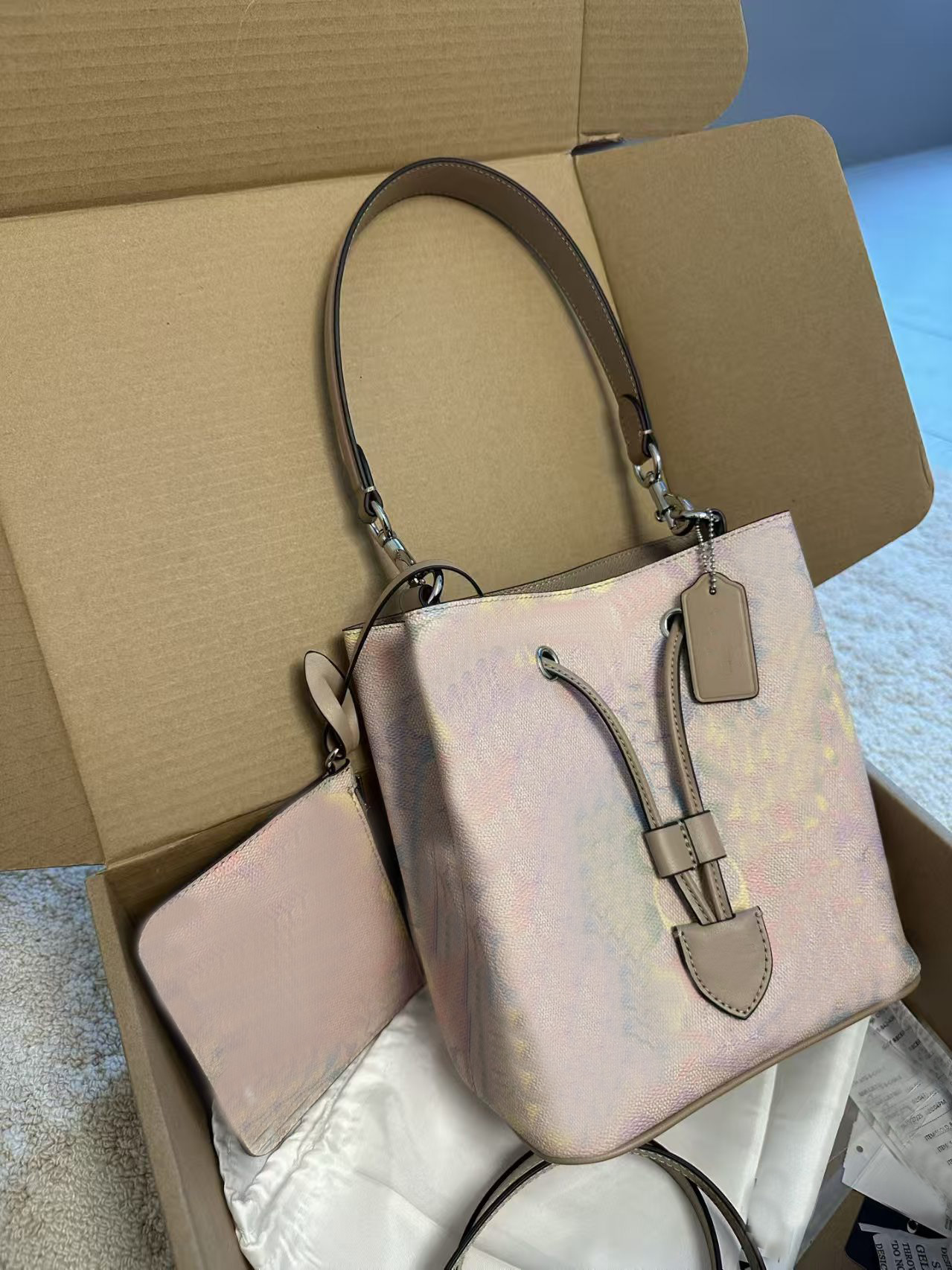 Designer bag Rowan Bucket Bag In Rainbow Canvas Bag High Quality Purses Designer Woman Travel Bucket Bag