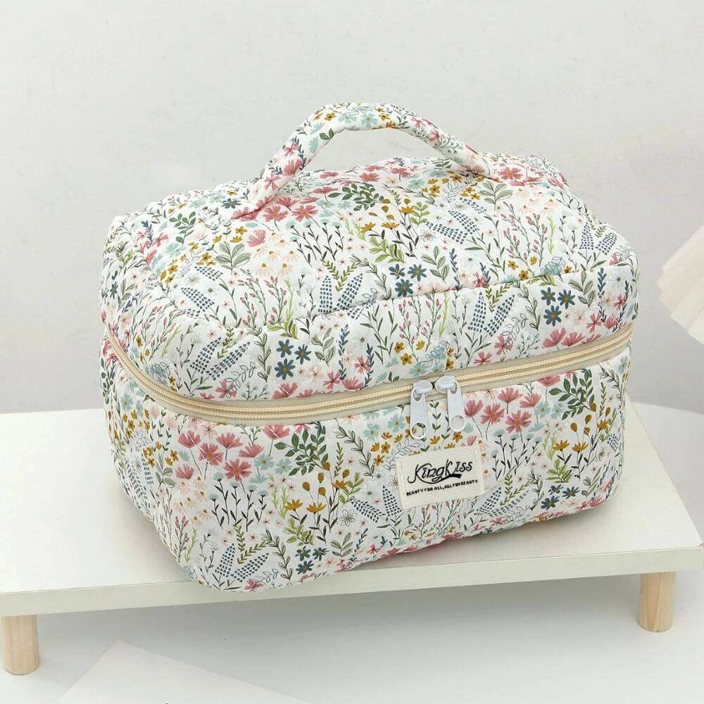 Flower Print Women Fashion Cosmetic Large Capacity Travel Organizer Makeup Toiletry Pouch Handbag Portable Ladies Tote Bag Y260206
