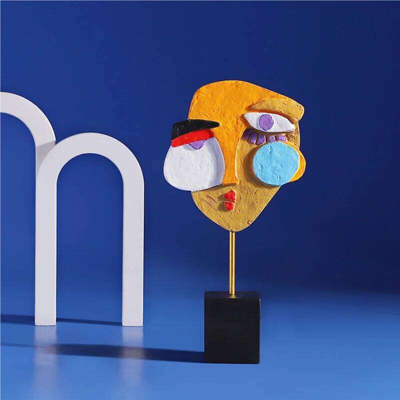 Nordic creative abstract painted face masks, home table art exhibition hall decorations, resin handicrafts and ornaments S260204